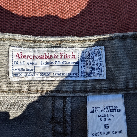 Vintage 1990s Abercrombie & Fitch Army Green Corduroy - Picture 2 of 6